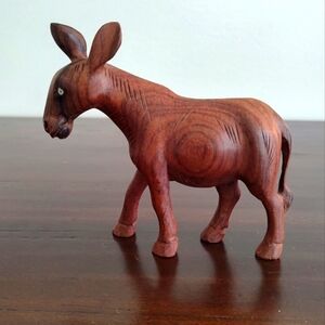 Senegal Carved Wooden Donkey Folk Art Figure